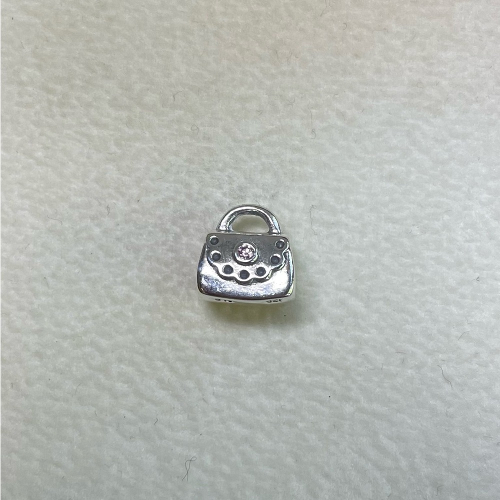 Pandora Retired Purse With Pink CZ Closure Charm